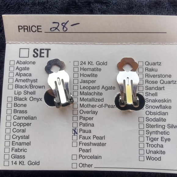 Vintage Karla Jordan - Paua Shell Crackle Earrings - Picture 3 of 3